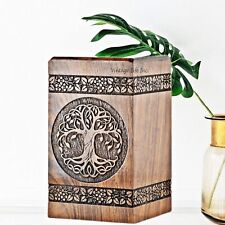 Biodegradable Hand carved Wooden Cremation Urns for Human Ashes Adults & Pets. picture