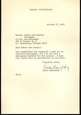 Paddy Chayefsky Signed Typed Letter 7 1/4 x 10.5 JSA Certified  picture
