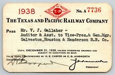 Vintage Railroad Annual Pass The Texas & Pacific Railway 1938 A7736 Thermography picture
