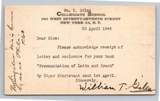 1946 William T. Giles Collegiate School NYC Postcard Linguistic Society Penn picture