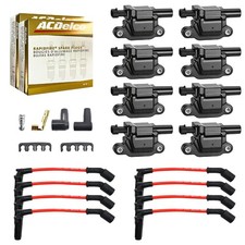 MAS Set of 8 Ignition Coils Pack & Platinum Spark Plugs & Wires Compatible with picture