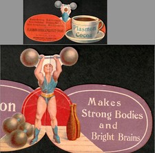 Antique Circus Strong Muscle Man Plasmon Cocoa Pop-Up Advertising Card SR.f.sm picture