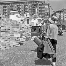 Two young women a low cost holiday being about board a ship Italy - Old Photo picture