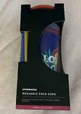 STARBUCKS 2020 HAWAii COLLECTiON 24OZ REUSABLE COLD CUPS WiTH STRAWS 5 PACK *NEW picture
