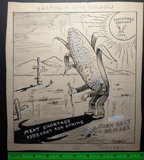 Vintage 1940/50s Drought Meat Shortage Corn Man Original Political Art picture