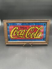 Vintage Coca-Cola Foil Sign Wooden Frame Advertisement 12”x 7” picture