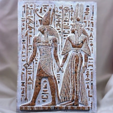 RARE ANCIENT EGYPTIAN ANTIQUE Wall Relief God Horus and Queen Cleopatra Egypt BC picture