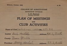 Vintage Booklet, CASTLEFORD, ID, 4-H LIVESTOCK CLUB, 1946, Meetings & Activities picture
