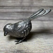 Lacquered Silver Metal Bird Wren Figurine Made in India 4x4” picture