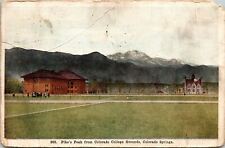 Pikes Peak Colorado College Gounds Colorado Springs Antique WB Postcard PM picture