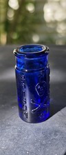 COBALT SKULL & CROSSBONES SHARP & DOHME CYLINDER POISON BOTTLE 2"TALL Near Mint. picture