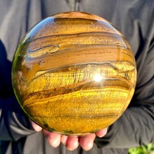 5.59LB Large Natural Tiger Eye Stone Crystal Ball Quartz Healing Sphere Décor picture