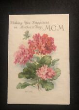 Vintage Mother’s Day Greeting Card Paper Collectible Pink Flowers picture