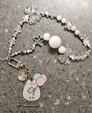 Pusheen the Cat Cell Phone Charm Beaded Bow Star Strap Pastel 2025 picture