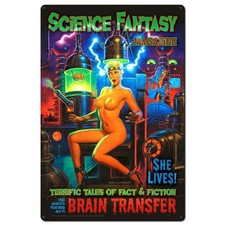 Vintage Style Metal Pinup Sign  BRAIN TRANSFER 24x36 picture