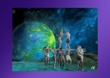 Surf Party Exoplanet | ACEO Art Card | Surreal Collage | Retro Sci-Fi picture