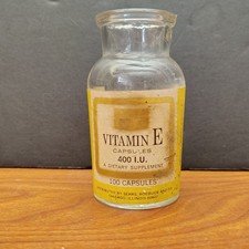 Vintage Sears Roebuck Vitamin E 400 IU Glass Bottle 100 Capsules picture