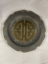 Old Chinese Longevity Pewter and Brass Wall plate Or Ashtray picture