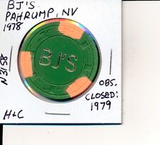 $25 CASINO CHIP - BJ'S PAHRUMP, NV 1978 H&C #N3158 OBSOLETE CLOSED 1979 GAMING picture