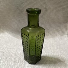 Antique Poison Bottle Green Ribbed Embossed 'Not to be Taken' - Excellent Cond picture
