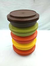 Lot of 5 vintage tupperware Seal n serve harvest colors 1206 & 1207 w/ lids picture