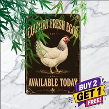 Farm Fresh Free Range Eggs Metal Sign Vintage Poultry Barn Wall Decor 8x12 picture