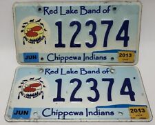 Pair  Red Lake Band Of Chippewa Nation License Plate MN Early Embossed 12374 picture