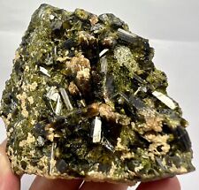 494 Gr Ultra Rate Bi Color Clinozoisite Crystals Cluster Bunches On Matrix @Pak picture