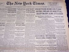 1935 FEB 9 NEW YORK TIMES - FISCH TOOK HOME ONLY $500 SISTER SWEARS - NT 1917 picture