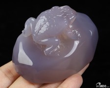 3.0" Agate Geode Hand Carved Crystal Toad Sculpture, Crystal Healing picture