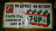 1960s 7UP Soda no returns Paper Window Banner SIGN Original Advertising  21 x 11 picture