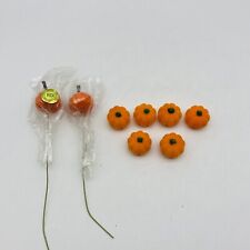 Vintage Miniature Fuzzy Flocked & Plastic Pumpkins Lot picture