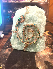 Amazonite Pagan Witch Altar Sacred Calm Protection Wire Wrap Spiral Stone Ps2 picture