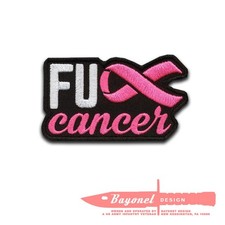 F CANCER Embroidered Patch with a Hook and Loop Back - 3 1/4" x 2" - Supporting picture
