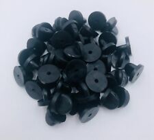 10 Black Rubber Pin Backs Lapel Pin Backs Pin Safety Back Brooch Tie Replacement picture