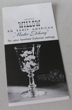 FOSTORIA GLASS #335 WILLOW 2 Sided Leaflet Illustrated 1939-44 picture