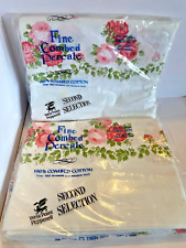 2 Vintage West Point Pepperell Twin Flat Sheets 72x108 NIP Pink Green picture