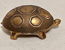 Vintage Brass Turtle 4'' Velvet lined Trinket Stash Ring Box picture