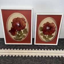 Vintage Inspired 3-D Hanging Original Flower Bubble Art 9.5 X 7.5 & 8.5 X 6.5in picture