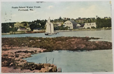 1912 Peaks Island Waterfront Sailboat Portland Maine Postcard picture