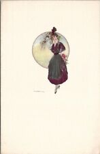 Artist Tito Corbella Glamour Girl Plum Dress Pretty Hat Art Deco Postcard V16 picture