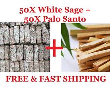 100 PCS Smudge Deal White Sage  (50X) & Palo Santo (50x) Wholesale Set Bundle picture