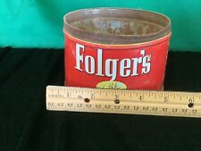 1950's Folgers Coffee Can Tin Empty Opened 1lb Vintage Original. No Lid Cute picture