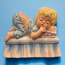 Vintage Lefton Nursery Night Light Sleeping Boy Ceramic Hand Painted Japan picture