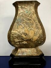 Antique/ Vintage Swatow Shell Cuting Large Vase, Made In China, Large 18” picture