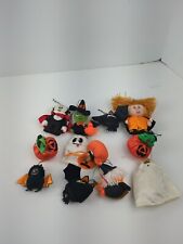 Russ Dakin Vintage Halloween Plush Ornament 1980s Lot of 12 Witch Ghost Pumpkin picture
