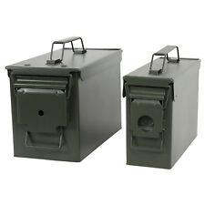 30 and 50 Cal Metal Gun Ammo Can 2-Pack – Military Steel Box Set Ammo Storage picture