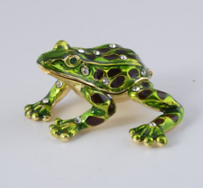 Keren Kopal Green Frog Trinket Box Decorated with Austrian Crystals picture