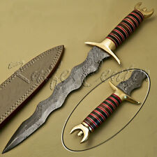 BEAUTIFUL CUSTOM HAND MADE DAMASCUS STEEL HUNTING KNIFE / WAVY DAGGER KNIFE picture