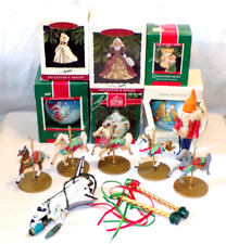 VTG Lot 80's-90's Hallmark Christmas Ornaments Holiday Barbie Carousel Glass Bal picture